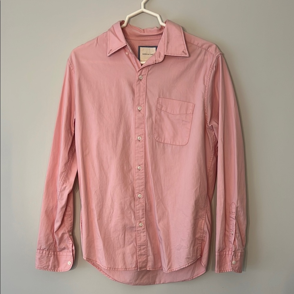 American Eagle Outfitters Pink Casual Button Down Shirt